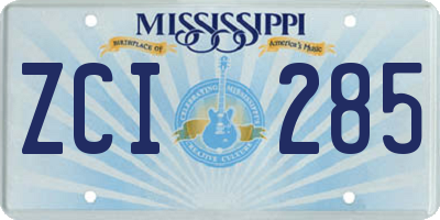 MS license plate ZCI285