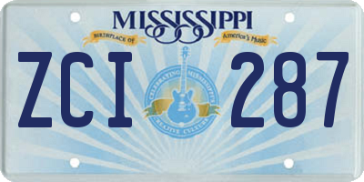 MS license plate ZCI287