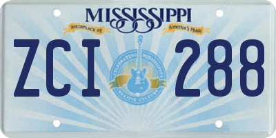 MS license plate ZCI288