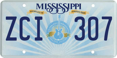 MS license plate ZCI307
