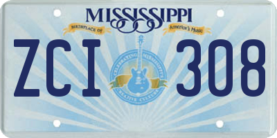 MS license plate ZCI308