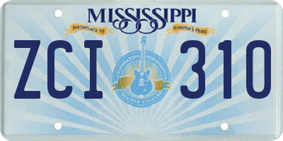 MS license plate ZCI310