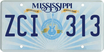 MS license plate ZCI313