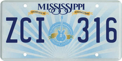 MS license plate ZCI316