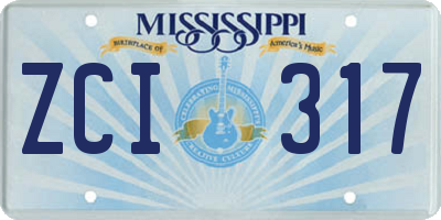 MS license plate ZCI317