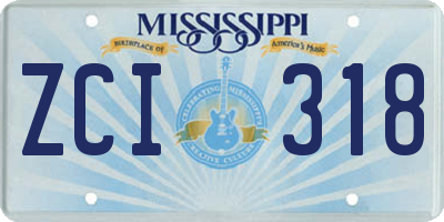 MS license plate ZCI318