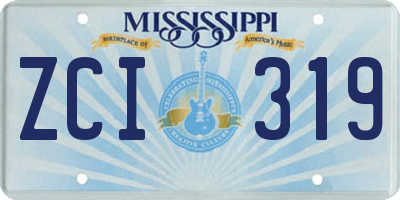 MS license plate ZCI319