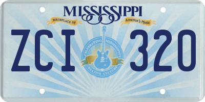 MS license plate ZCI320
