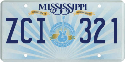 MS license plate ZCI321