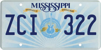 MS license plate ZCI322