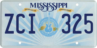 MS license plate ZCI325