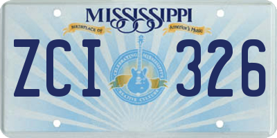 MS license plate ZCI326