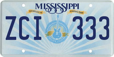 MS license plate ZCI333