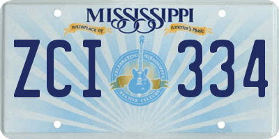 MS license plate ZCI334