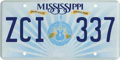 MS license plate ZCI337