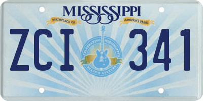 MS license plate ZCI341