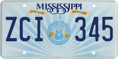 MS license plate ZCI345