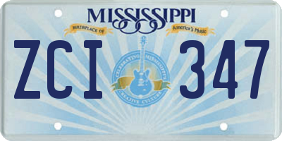 MS license plate ZCI347