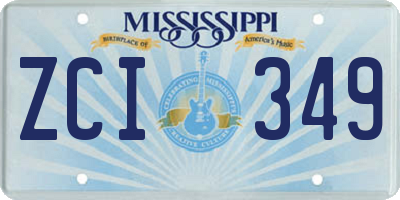 MS license plate ZCI349