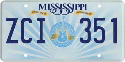 MS license plate ZCI351