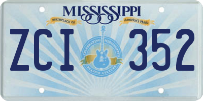 MS license plate ZCI352