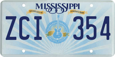 MS license plate ZCI354