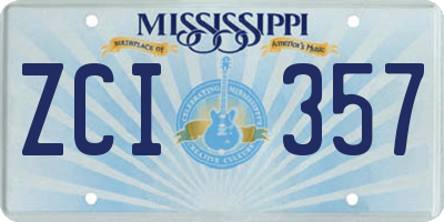 MS license plate ZCI357