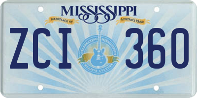 MS license plate ZCI360