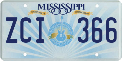 MS license plate ZCI366