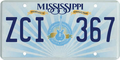MS license plate ZCI367