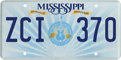 MS license plate ZCI370