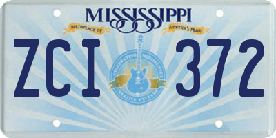 MS license plate ZCI372