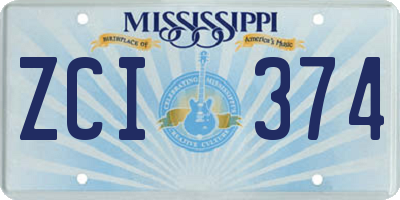 MS license plate ZCI374
