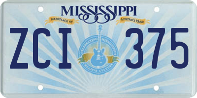 MS license plate ZCI375
