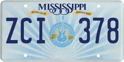 MS license plate ZCI378