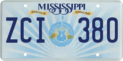 MS license plate ZCI380