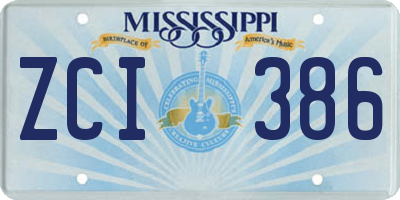 MS license plate ZCI386