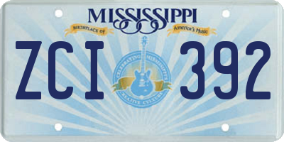 MS license plate ZCI392