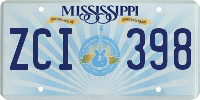 MS license plate ZCI398