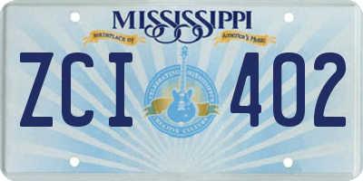 MS license plate ZCI402