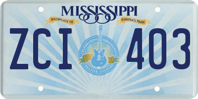 MS license plate ZCI403
