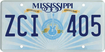 MS license plate ZCI405