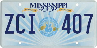 MS license plate ZCI407