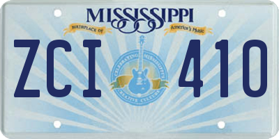 MS license plate ZCI410