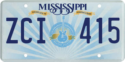 MS license plate ZCI415