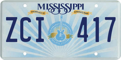 MS license plate ZCI417
