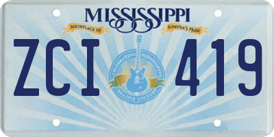 MS license plate ZCI419