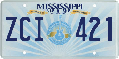 MS license plate ZCI421