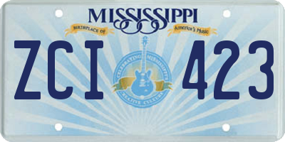MS license plate ZCI423