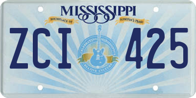 MS license plate ZCI425